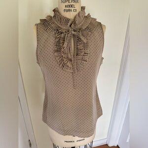 Kate Spade Cream Ruffled Tie Front Silk Fully Lined Sleeveless Blouse